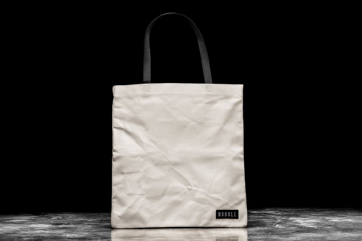 Nobull Waxed Canvas Tote Men\'s Bags White | Australia (NR7153)